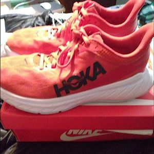 UNISEX size 10.5 Red famously Rare Hoka Sneakers